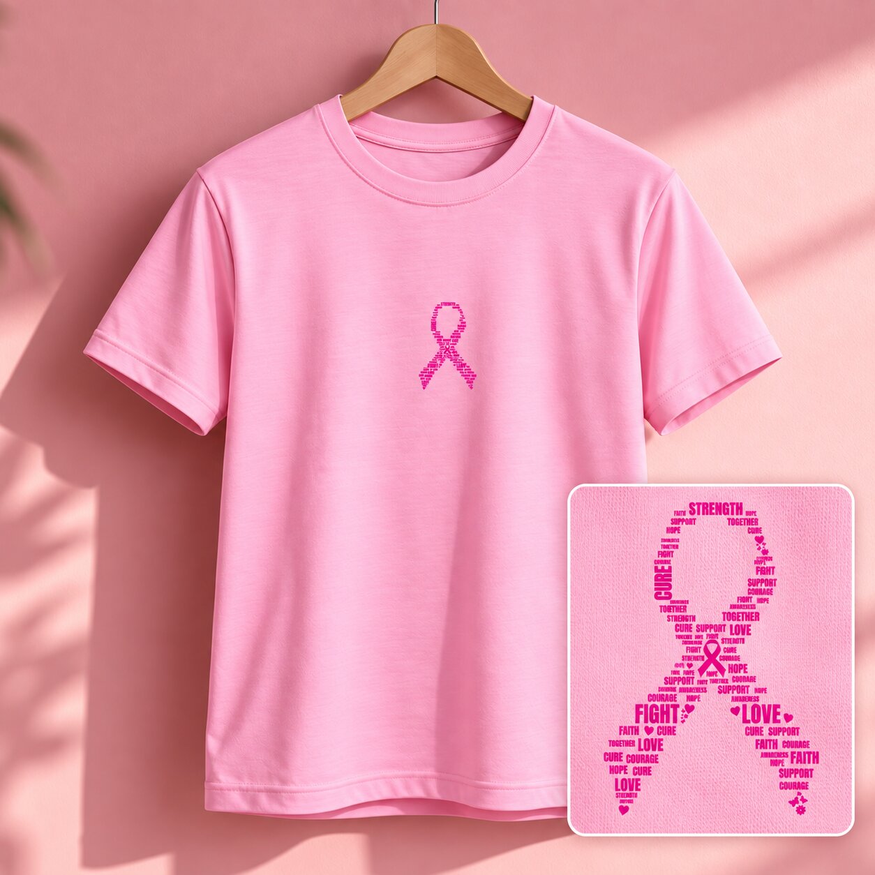 Pink October – Awareness Words Ribbon T-Shirt (1)